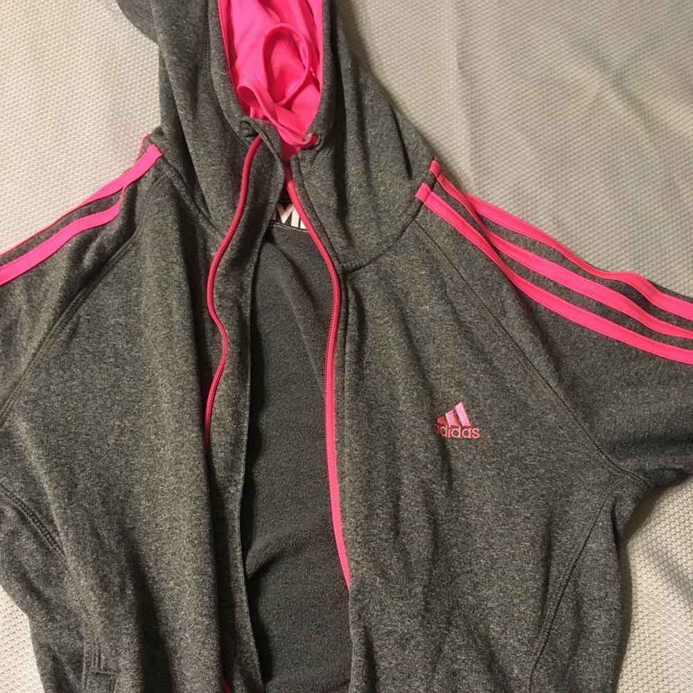 Grey Adidas Zip Up Hoodie